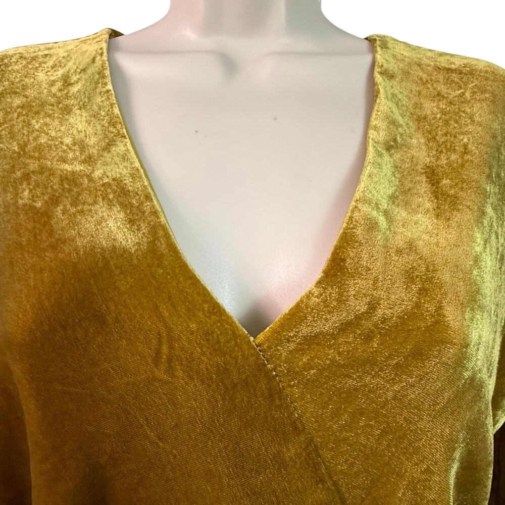 NWT J Crew Velvet Chartreuse Gold Belted Top V Neck Long Sleeve Side Zip - Picture 5 of 16
